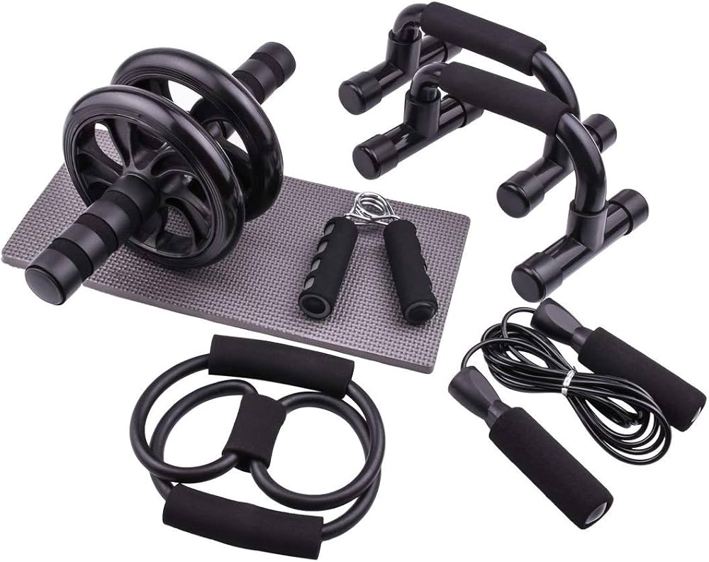 Ab Roller Wheel 10-in-1 Kit with Resistance Bands, Knee Mat & Jump Rope