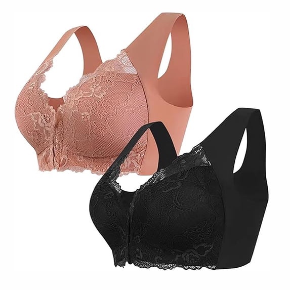 2pcs Women's Push-Up Wireless Lace Bralette — Seamless Everyday